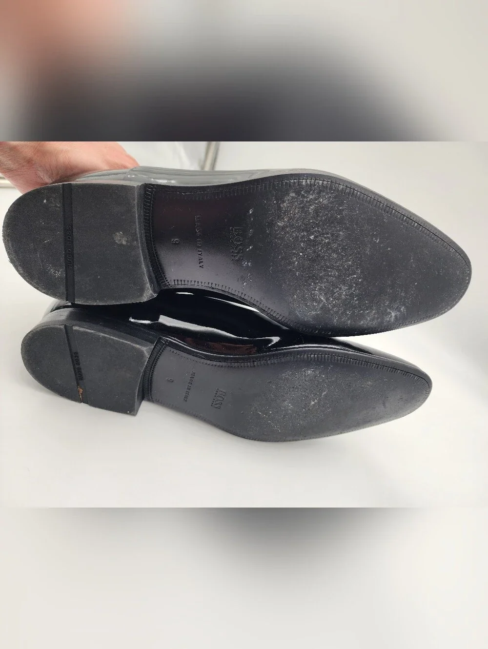 Hugo Boss Black Patent Leather Slip-On Dress Shoes